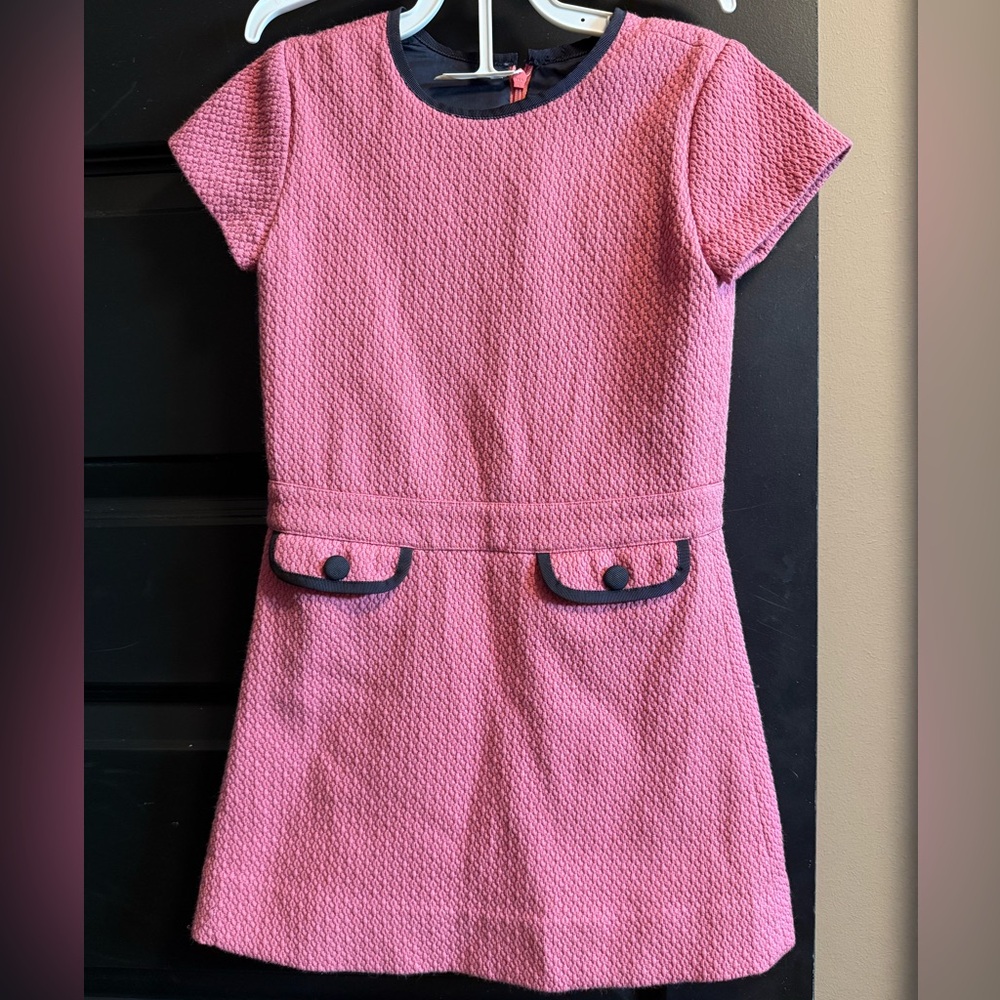 Brooks brothers Charming Pink and navy Kids tweed classic shift dress Euc size 4